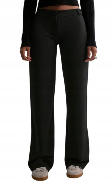 NELLY CZARNE SPODNIE PROSTE ZE ŚREDNIM STANEM CASUAL M DRL