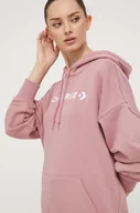Bluzy damskie - Converse bluza damska kolor różowy z kapturem z aplikacją - miniaturka - grafika 1