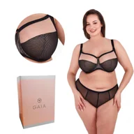 Biustonosze - Biustonosz z tiulem Soft Clara MAXI 1212 miękki czarny beżowy  75L - miniaturka - grafika 1