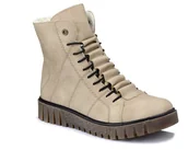 Botki damskie - Botki damskie Rieker zimowe ocieplane futerkiem beżowe Y3420-60-37 - miniaturka - grafika 1