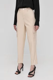 Spodnie damskie - Liu Jo spodnie damskie kolor beżowy fason cargo high waist - grafika 1
