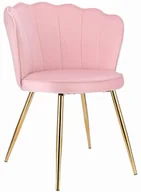 Krzesła - Różowe tapicerowane krzesło na złotych nogach - Ria - miniaturka - grafika 1