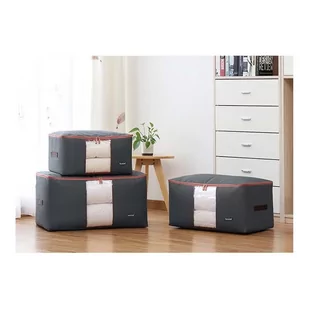 POKROWIEC Kufer NA POŚCIEL UBRANIA ORGANIZER TORBA grafitowa XL 60x40x30cm OR106GRAF - Wyposażenie pokoiku dziecięcego - miniaturka - grafika 4