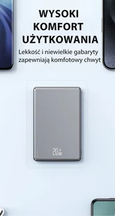 USAMS Powerbank indukcyjny 5000mAh 20W Fast Charge ciemnoszary/dark grey 10KCD22001 (US-CD220) - Powerbanki - miniaturka - grafika 14