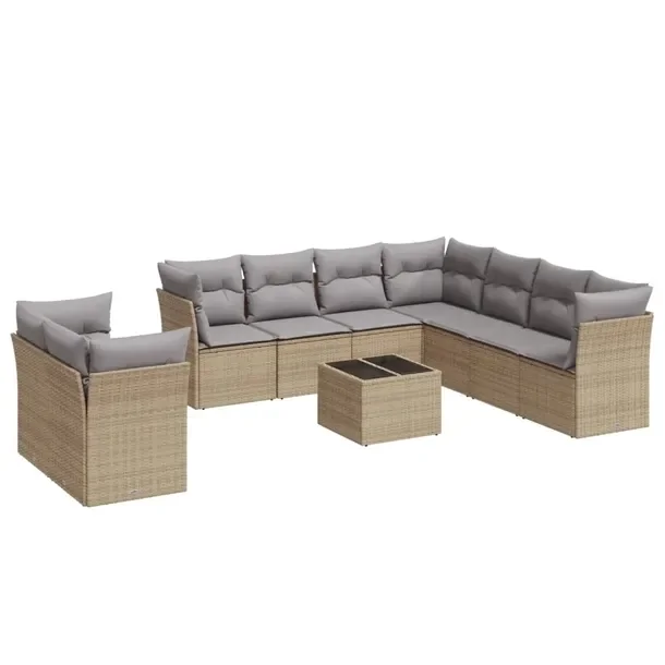 Zestaw wypoczynkowy z rattanu PE, beżowy, wymiary: 55x62x69 cm, 62x62x69 c