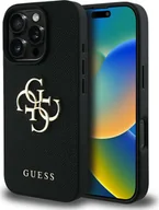Etui i futerały do telefonów - Guess Etui Grained Big 4G Small Classic Logo do iPhone 16 Pro, czarne - miniaturka - grafika 1