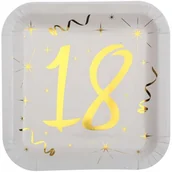 Dekoracje i nakrycia stołu na imprezę - SANTEX Talerzyki papierowe, 18 Urodziny - Gold, 23 cm, 10 sztuk - miniaturka - grafika 1