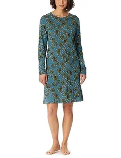 Schiesser Damska koszulka z długim rękawem bawełna modal Sleepshirt Bigshirt-Nightwear koszula nocna, petrol floral, 46, Petrol Floral, 46 - Koszulki i topy damskie - miniaturka - grafika 1