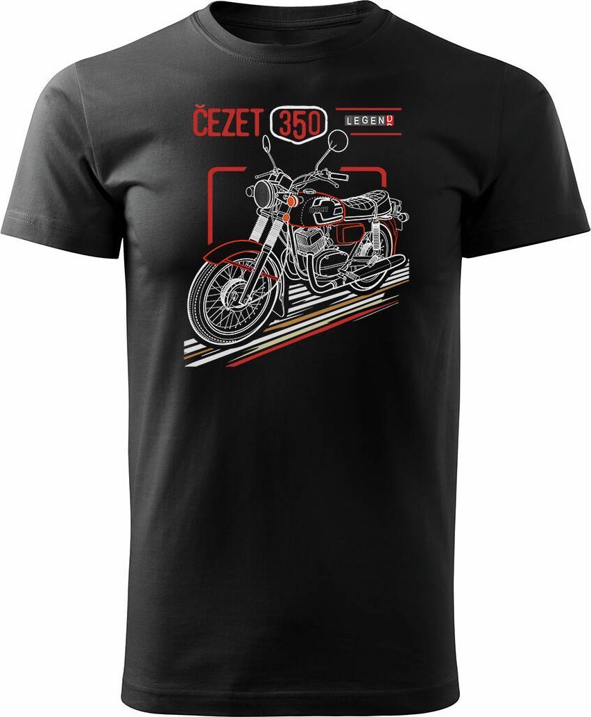 Topslang Koszulka z motocyklem na motor Cezet Cezeta 350 męska czarna REGULAR XXL