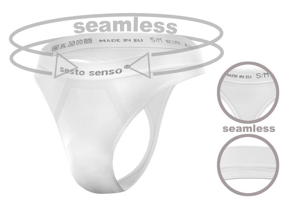 Sesto Senso, Stringi męskie bezszwowe, białe, rozmiar L/XL