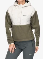 Bluzy sportowe damskie - Bluza z kapturem damska Columbia Cloud Point Hooded Fleece - dark stone/stone green - miniaturka - grafika 1