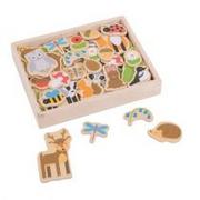 Zabawki kreatywne - Bigjigs Toys Woodland Magnets Drewniane magnesy - miniaturka - grafika 1