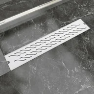 Syfony - vidaXL vidaXL Kratka odpływowa, liniowa, 630x140 mm, wzór fali, stal nierdzewna - miniaturka - grafika 1