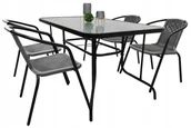 Meble ogrodowe - Zestaw mebli ogrodowych na balkon taras BERGAMO stół 120x70 + 4x krzesło SZARY - miniaturka - grafika 1