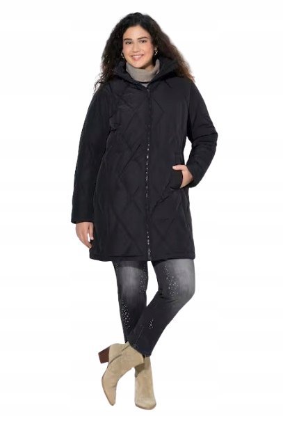 ULLA POPKEN KAPTUR ZIMOWA PIKOWANA KURTKA PLUS SIZE CZARNA 62/64 1JPA