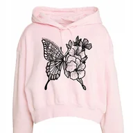 Zestawy upominkowe - RÓŻOWA BLUZA Damska BUTTERFLY AND FLOWERS Motywacyjne Wzory Rozmiar 158 cm - miniaturka - grafika 1