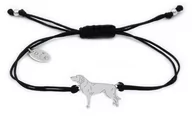 Bransoletki - Bransoletka z psem gończym polskim srebrnym na czarnym sznurku - miniaturka - grafika 1