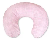 Poduszki do karmienia - Poduszka rogal do karmienia fasolka rozbieralna- Kratka różowa - miniaturka - grafika 1