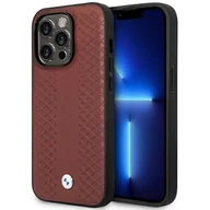 Etui i futerały do telefonów - Etui BMW BMHMP14X22RFGR iPhone 14 Pro Max 6,7" burgundowy/burgundy Leather Diamond Pattern MagSafe - miniaturka - grafika 1