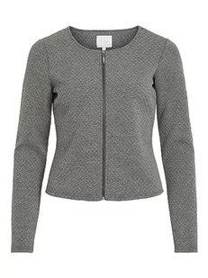 Vila Damska kurtka z dzianiny, krótki zamek błyskawiczny, Medium Grey Melange, XXL - Kurtki damskie - miniaturka - grafika 1