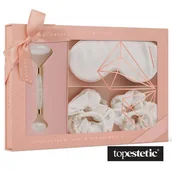 Pozostałe akcesoria do kąpieli i SPA - Crystallove Crystallove Clear Quartz Home Spa Set ZESTAW Masażer do twarzy z kryształu górskiego 1 szt + Opaska z jedwabiu 1 szt + Gumka do włosów jedwabna 4 szt - miniaturka - grafika 1