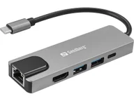 Stacje dokujące i replikatory portów - Sandberg 336-99 stacja dokująca Przewodowa USB 3.2 Gen 1 (3.1 Gen 1) Type-C Srebrny - miniaturka - grafika 1