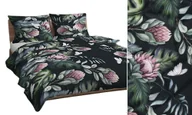 Pościel - Pościel 160x200 czarna zielona różowa liście kwiaty bawełna Max - miniaturka - grafika 1