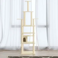 Drapaki dla kotów - vidaXL Lumarko Drapak dla kota ze słupkami sizalowymi, kremowy, 183 cm! 171482 - miniaturka - grafika 1