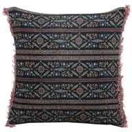 Poduszki dekoracyjne - Poduszka dekoracyjna welurowa w kwiaty z frędzlami 45 x 45 cm wielokolorowa RUTA - miniaturka - grafika 1