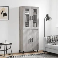 Witryny - vidaXL Witrynka szary dąb sonoma 69,5x34x180cm materiał drewnopochodny - miniaturka - grafika 1