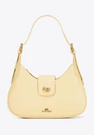 Torebki damskie - Skórzana torebka na ramię z odpinanym paskiem żółta - miniaturka - grafika 1