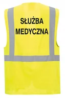 Odzież robocza - Kamizelka odblaskowa SŁUŻBA MEDYCZNA - kieszenie, nadruk, rozmiar L - miniaturka - grafika 1