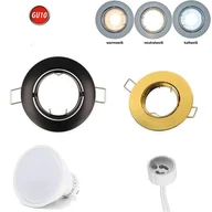 Żarówki LED - Reflektor wpuszczany GU10 35° obrotowy Ø80mm otwór wiercony aluminium w komplecie GU10 5W żarówka LED biała chłodna 350 lumen złota okrągła - miniaturka - grafika 1