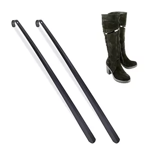 Relaxdays Łyżka do butów długa, zestaw 2 sztuk, 70 cm, metalowy ściągacz, stabilna, do zawieszenia, pomoc przy zakładaniu butów, czarna - Środki do obuwia i ubrań - miniaturka - grafika 1