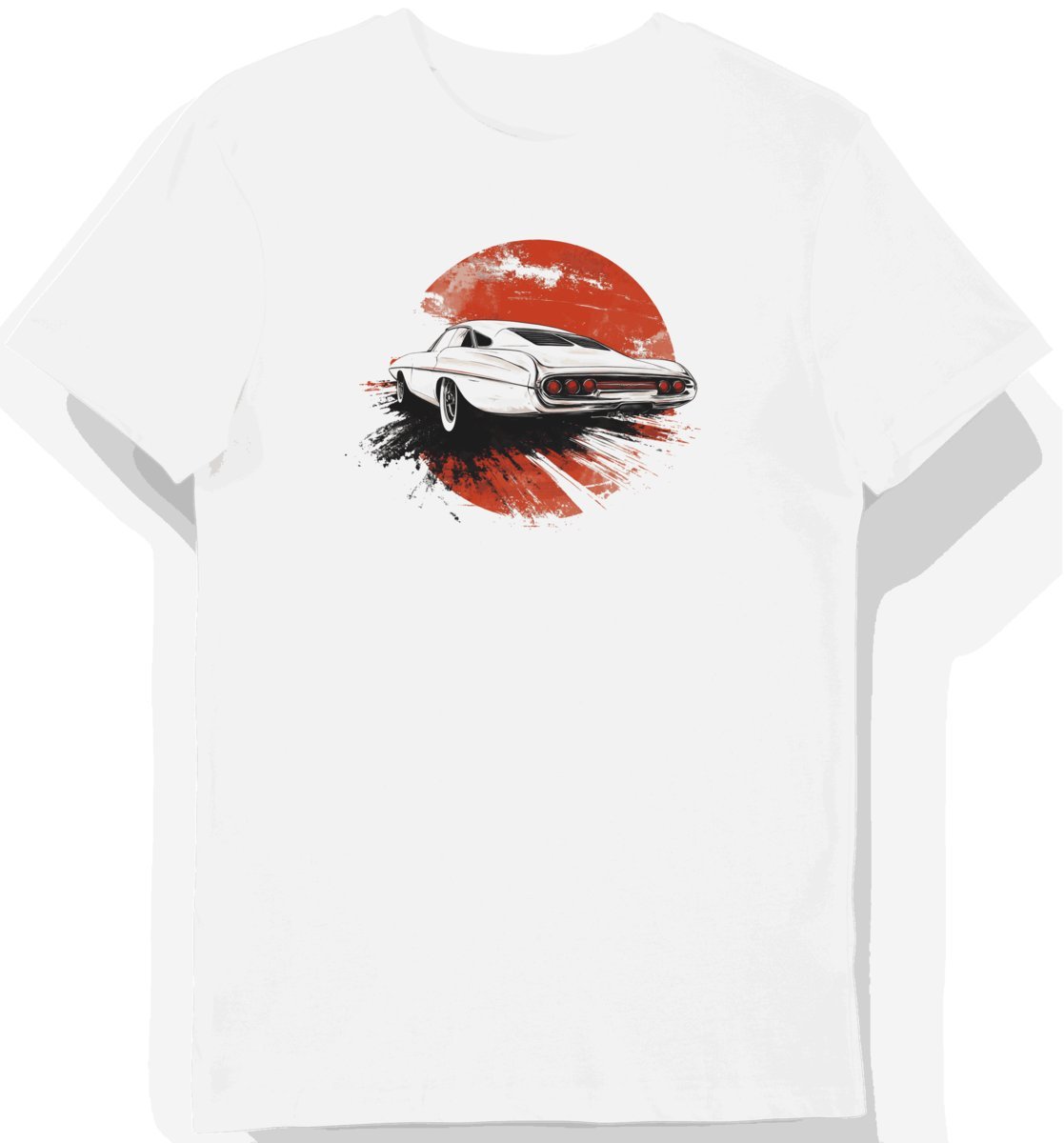Koszulka męska biała z grafiką klasycznego auta L