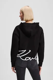Karl Lagerfeld bluza HEM SIGNATURE damska kolor czarny z kapturem z aplikacją A3W20067 - Bluzy damskie - miniaturka - grafika 1