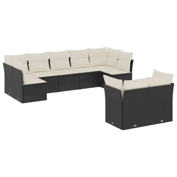 Zestaw mebli ogrodowych modułowych z rattanem PE, czarny, 55-62 x 62-69 cm