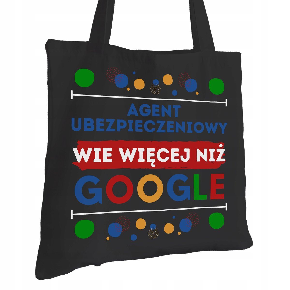 Torba Bawełniana dla Agenta Ubezpieczeniowego Czarna Prezent Trwały Nadruk