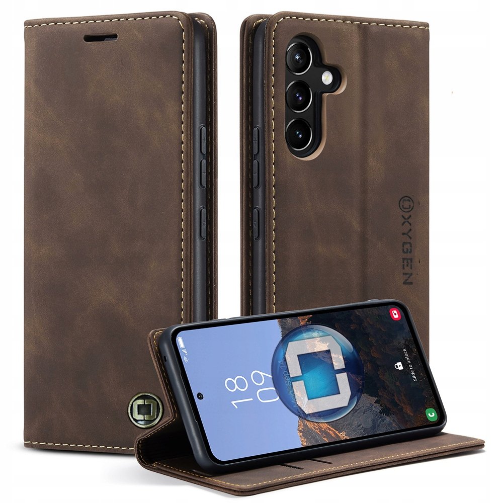Etui na telefon portfel Skórzany case Oxygen BooK do Samsung Galaxy S24 Fe