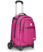 Plecaki szkolne i tornistry - Invicta Wózek szkolny typu Plug Plain, fuksja, wielofunkcyjny, dwukomorowy plecak z odpinanym wózkiem, kieszenią na PC, kieszenią na butelkę i kieszenią z organizerem, średnim wózkiem górnym, - miniaturka - grafika 1