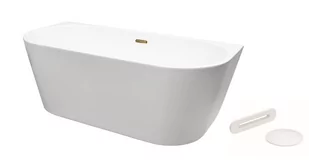 Wanna wolnostojąca Besco Vica New 160x80 cm owalna biały połysk klik klak bialy WAS-160VNBI - Wanny - miniaturka - grafika 1