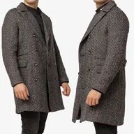 Płaszcze męskie - Płaszcz Męski Długi Grafitowy Slim Fit S Szary - miniaturka - grafika 1