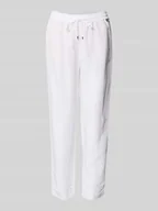 Spodnie damskie - Spodnie materiałowe o kroju straight fit z mieszanki wiskozy z dodatkiem lnu - miniaturka - grafika 1