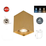 Żarówki LED - Lampa sufitowa GAMA-SS reflektor natynkowy reflektor natynkowy 96x96mm reflektor obrotowy 45° kątowy złoty wykonany z aluminium z gniazdem GU10 żarówka LED 5W ciepła biel - miniaturka - grafika 1