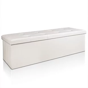 Składana Pufa Kufer Siedzisko Schowek Ława Biała - Szezlongi - miniaturka - grafika 1