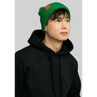 Czapki męskie - Czapka zimowa z bawełny organicznej zielona - miniaturka - grafika 1