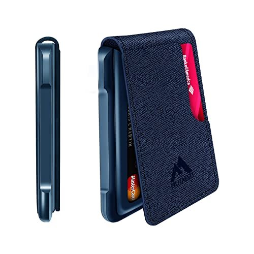 MURADIN Męski portfel, taktyczne, składane portfele dla mężczyzn, metalowe blokowanie RFID, aluminiowe etui na karty pieniężne, prezenty dla mężczyzn, niebieski Saffiano, minimalistyczny