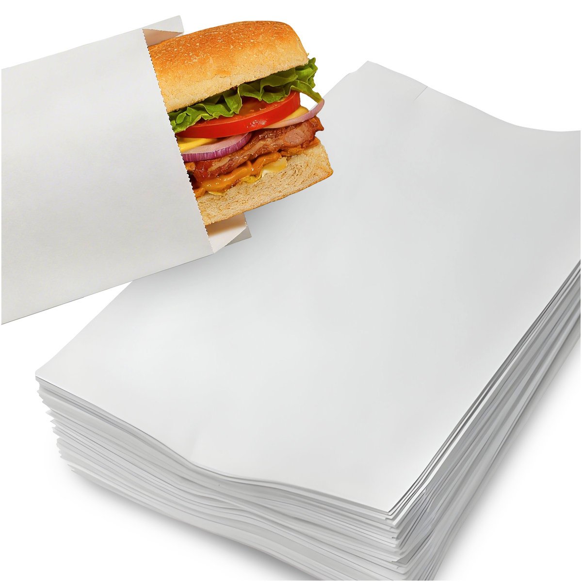 Torebki papierowe śniadaniowe 12x20 cm 1000 szt białe ekologiczne bez nadruku do żywności cukierków ciastek kanapek przekąsek drobnych upominków czę..