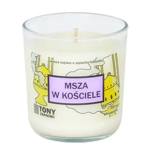 Naturalna świeca sojowa Msza w Kościele o zapachu kadzidła, w szklanym naczyniu, idealna jako podarunek, upominek dla najbliższych, pomoże odtworzyć z - Świece - miniaturka - grafika 1