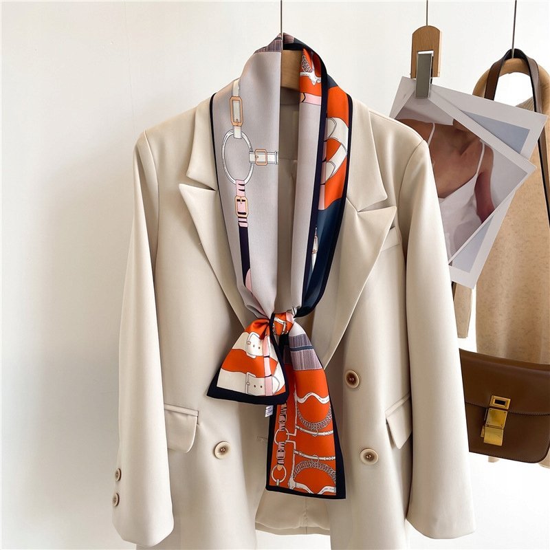 SZALICZEK z nadrukiem damska długa CHUSTKA elegancka APASZKA jak krawat